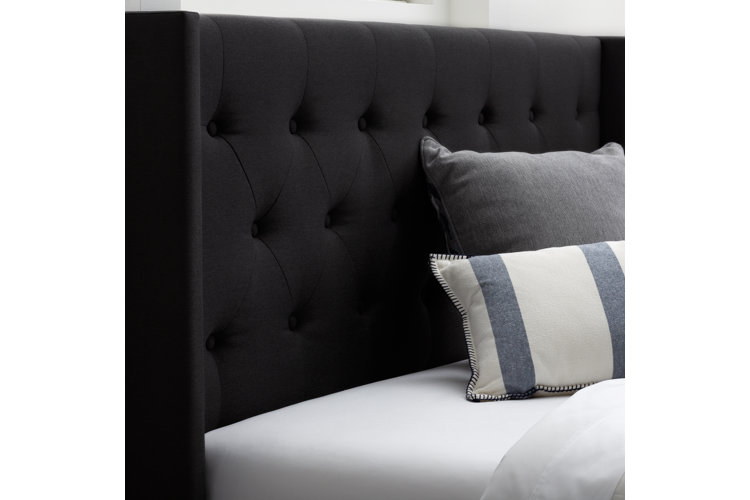 Black upholstered deals headboard queen